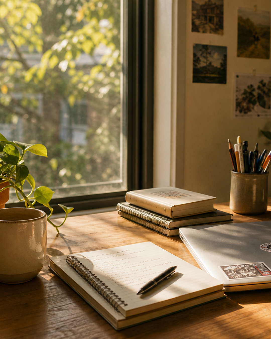 Original in-house AI at-home illustration for Courtyards & Quiet: Slow Parisian Mornings