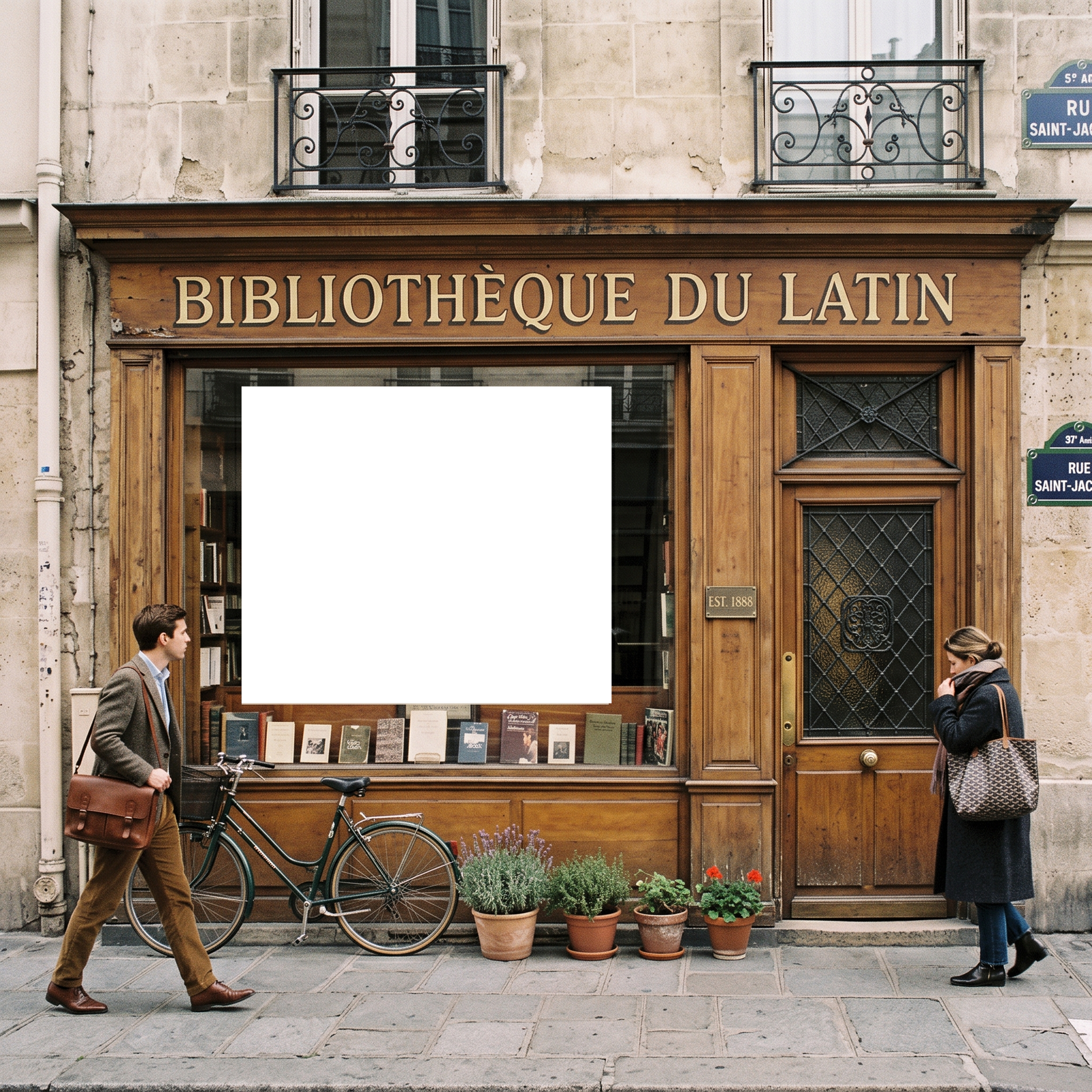 A wooden bookshop front in Paris, Bibliothèque du Latin